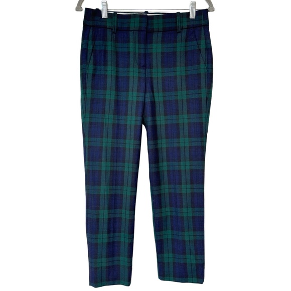 J. Crew Cameron Green and Blue Plaid Pants 4P - Picture 2 of 9